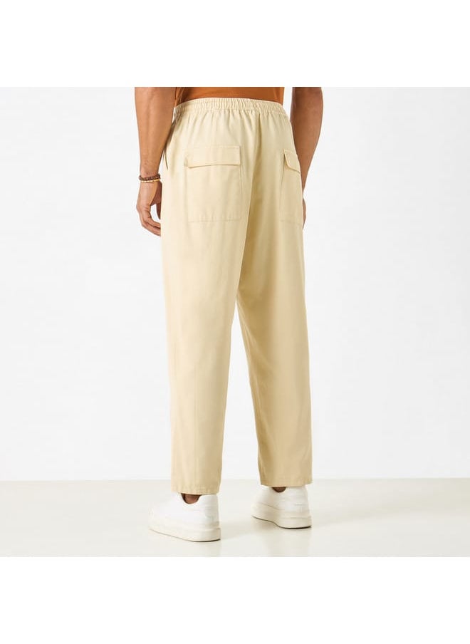 Iconic Solid Flexi Waist Regular Fit Joggers with Drawstring Closure and Pockets  - Image 3