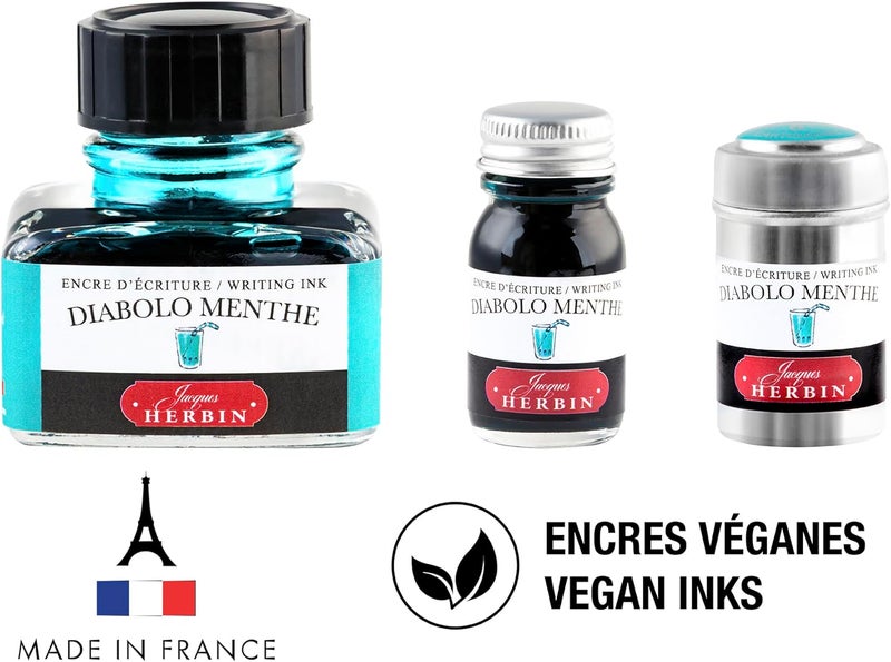 Jacques Herbin 20133T Ink Cartridges for Fountain Pens and Rollerball Pens (No Packaging, Zero Waste Lens), Mint Diabolo - Image 5