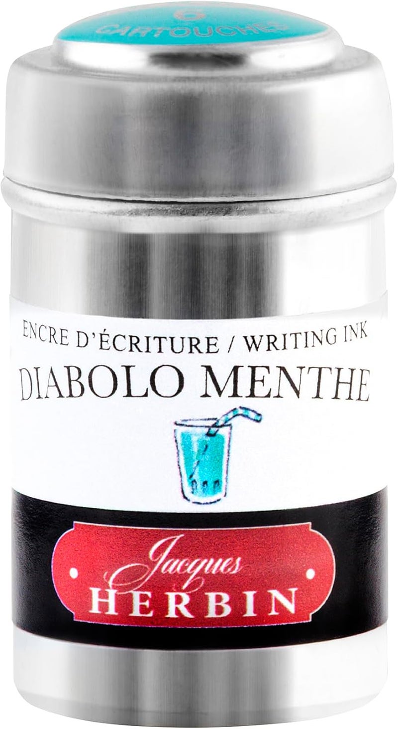 Jacques Herbin 20133T Ink Cartridges for Fountain Pens and Rollerball Pens (No Packaging, Zero Waste Lens), Mint Diabolo - Image 1