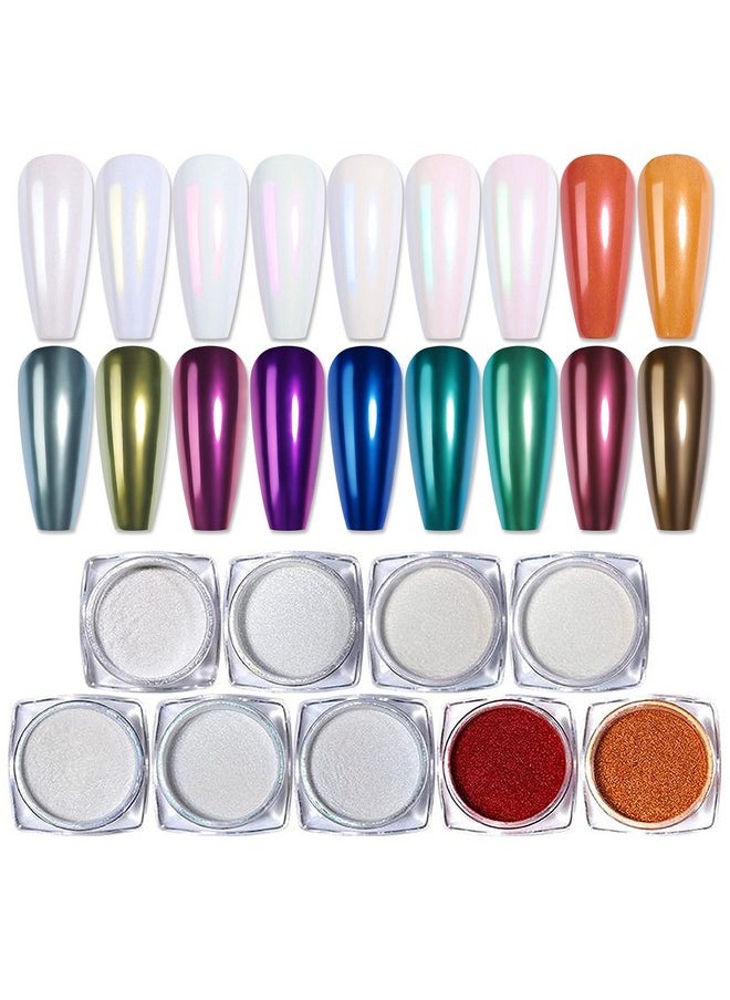 Born Pretty Chrome Powder Metallic Mirror Chameleon Nail Powder Auroras Mermaid Nail Powder Pigment For Nail Art Gel Polish Manicure Nail Art Decorations 9 Jars  - Image 1