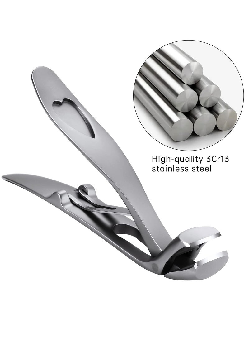 Excefore Stainless Steel Nail Clippers, Ultra-Wide Jaw Opening Toenail Clipper for Thick Nails, Cutter for Ingrown Manicure Set with File Metal Boxed, Pedicure Kit for Men Women Seniors (Gray) - Image 5