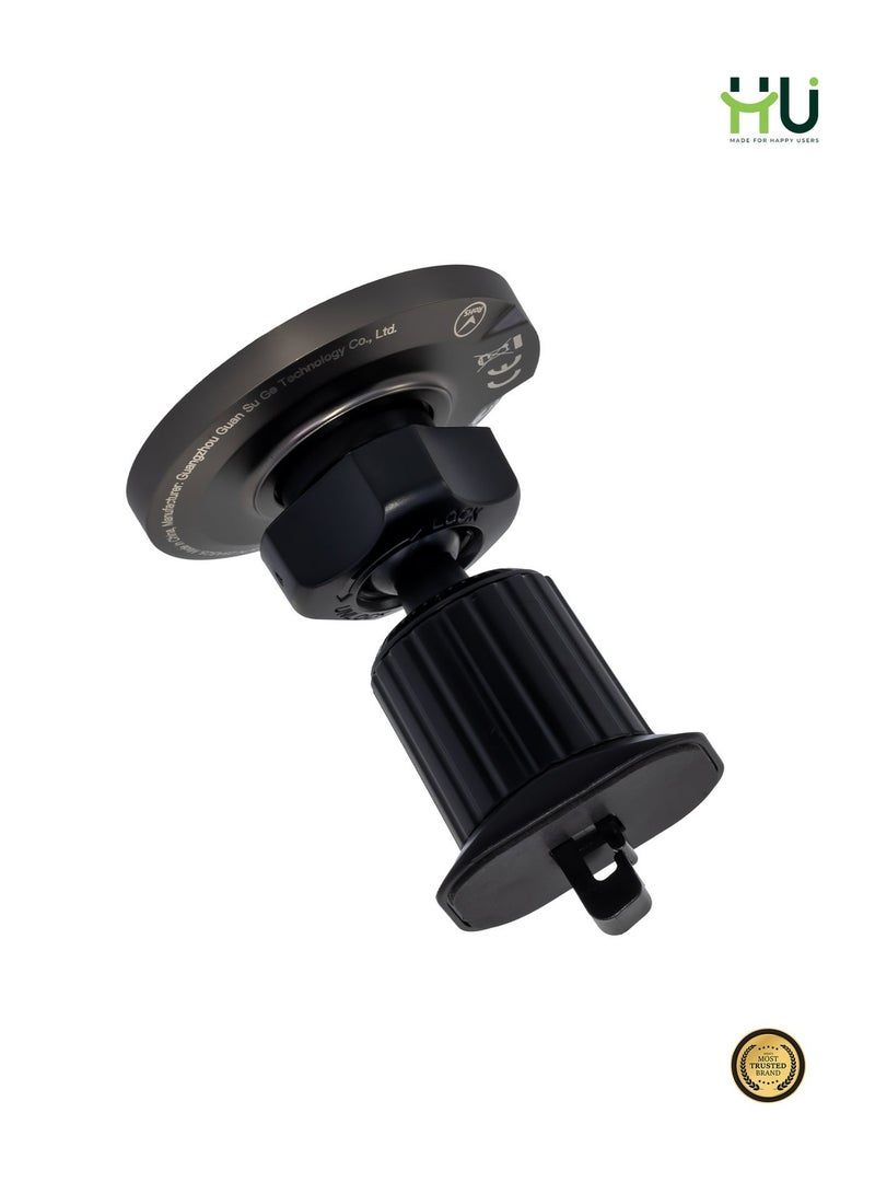 H U Magnetic Wireless Car Charger Phone Holder, 15W Fast Charging, Air Vent & Dashboard Mount, 360° Rotation, N52 Magnets, Zinc Alloy - Image 3