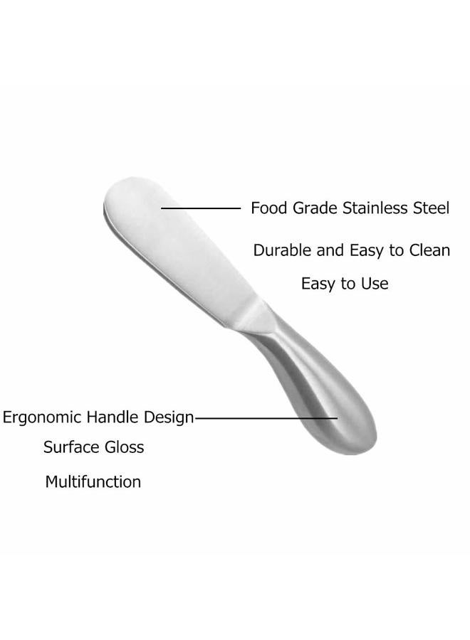 Accfore Spreader Knife Set,6-Piece Cheese and Butter Spreader Knives,Mini Serving Tongs,Stainless Steel Multipurpose Butter Knives (Silver) - Image 5