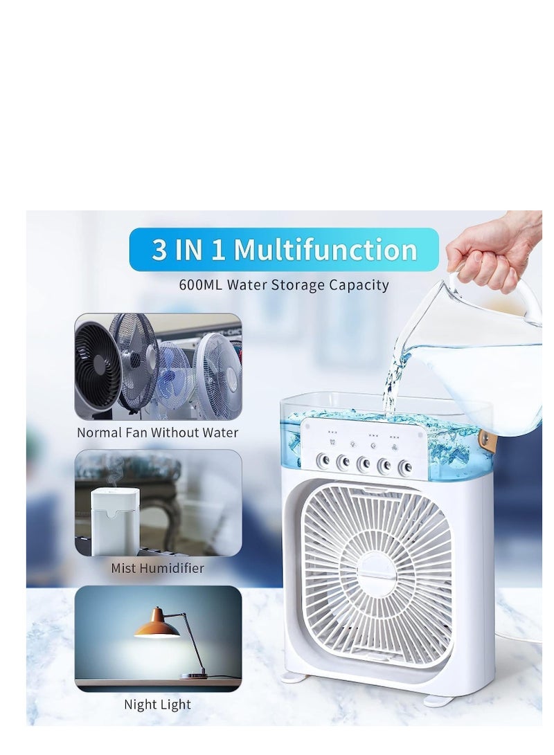 DENX Portable air conditioner fan, electric fan, night lighting, water spray, fun 3 in 1, air moisture for the house - Image 2