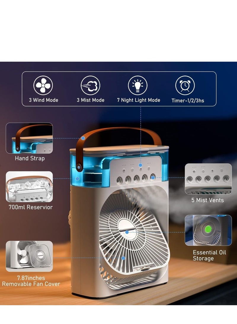 DENX Portable air conditioner fan, electric fan, night lighting, water spray, fun 3 in 1, air moisture for the house - Image 4