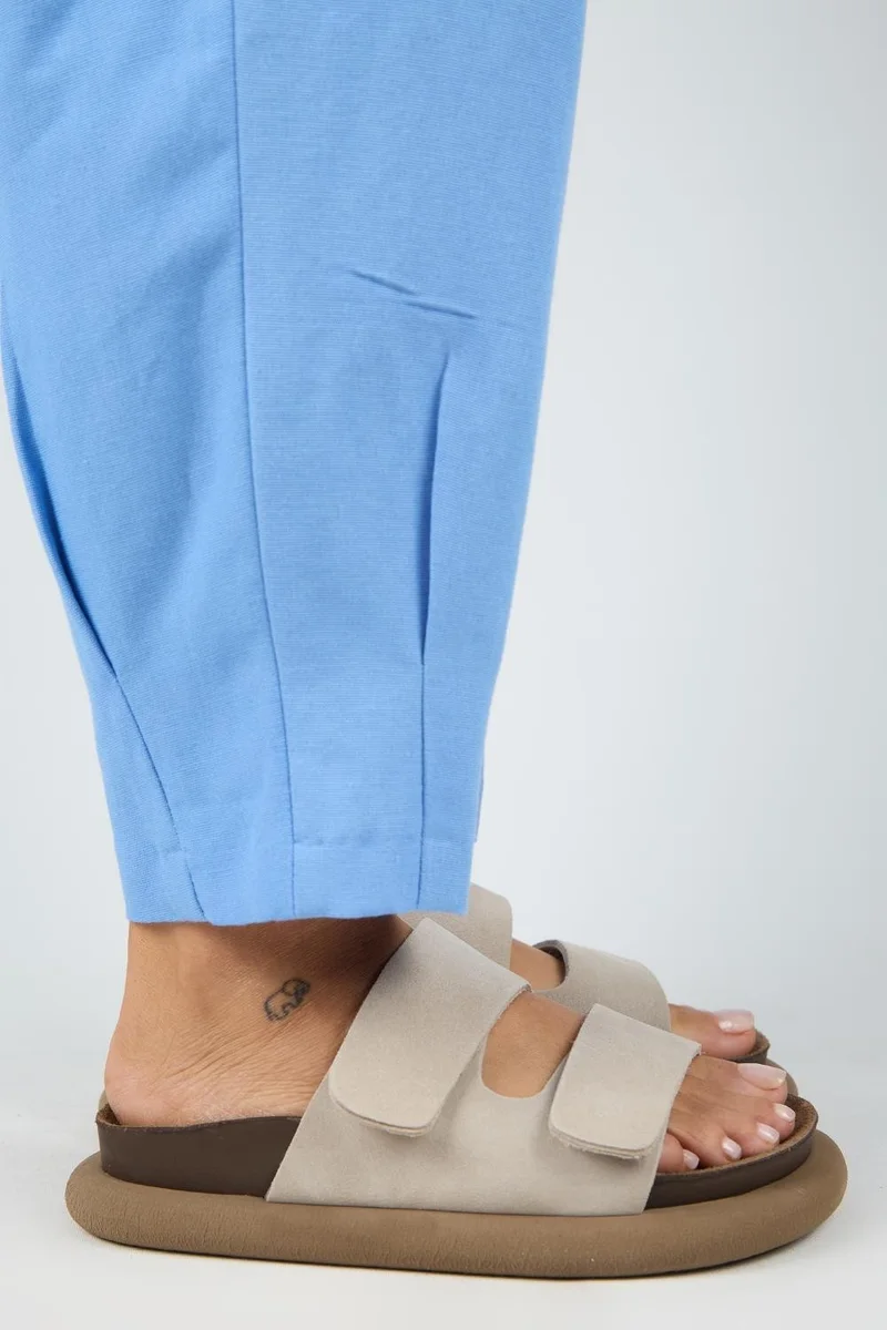 مانجيرو شبشب نسائي من مانيجيرو ليلو، مصنوع من الجلد الطبيعي، مزود بشريط لاصق مزدوج، لون بيج