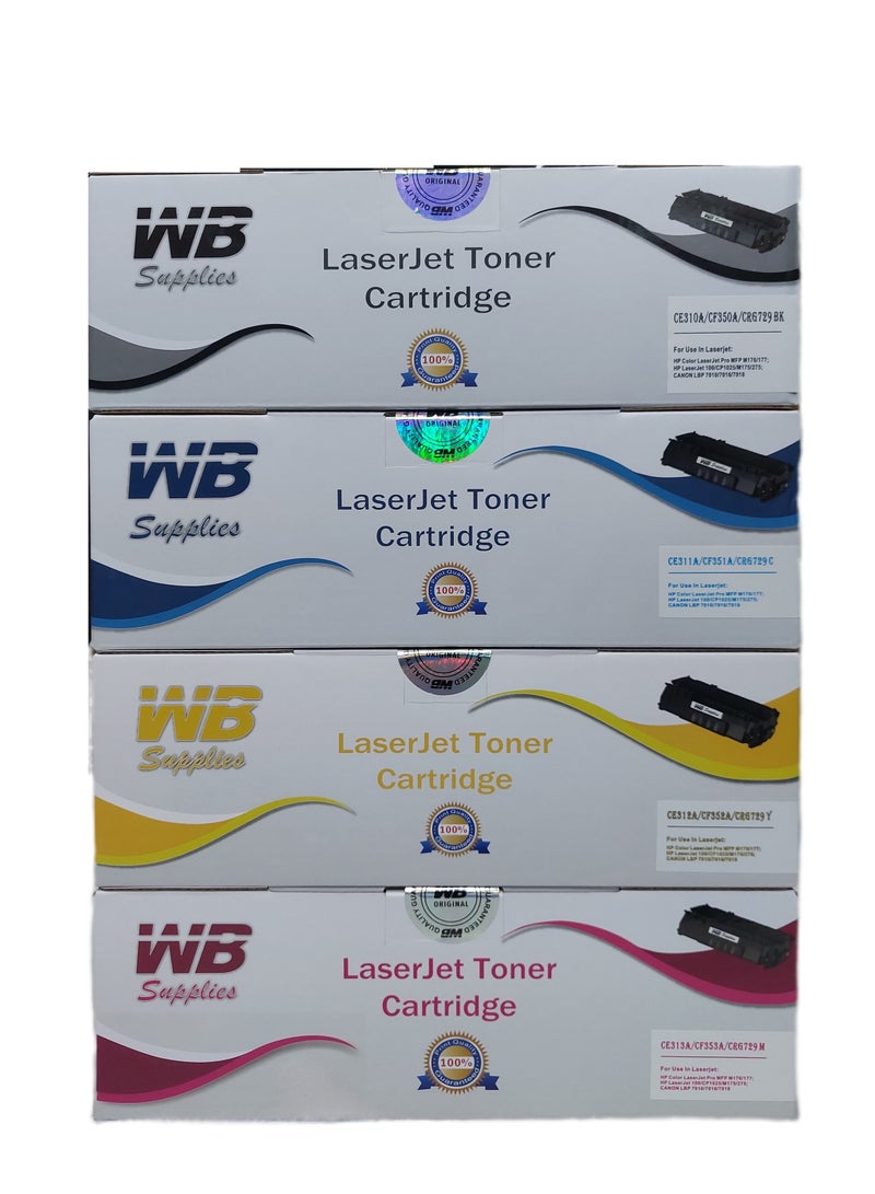 WB Compatible with 126A CE310A CE311A CE312A CE313A Color Toner Set  HP Laserjet Pro M175 M175nw M175a M176n M177fw CP1025 CP1025nw M275 M275nw Printer (Black Blue Yellow Magenta ) - Image 1