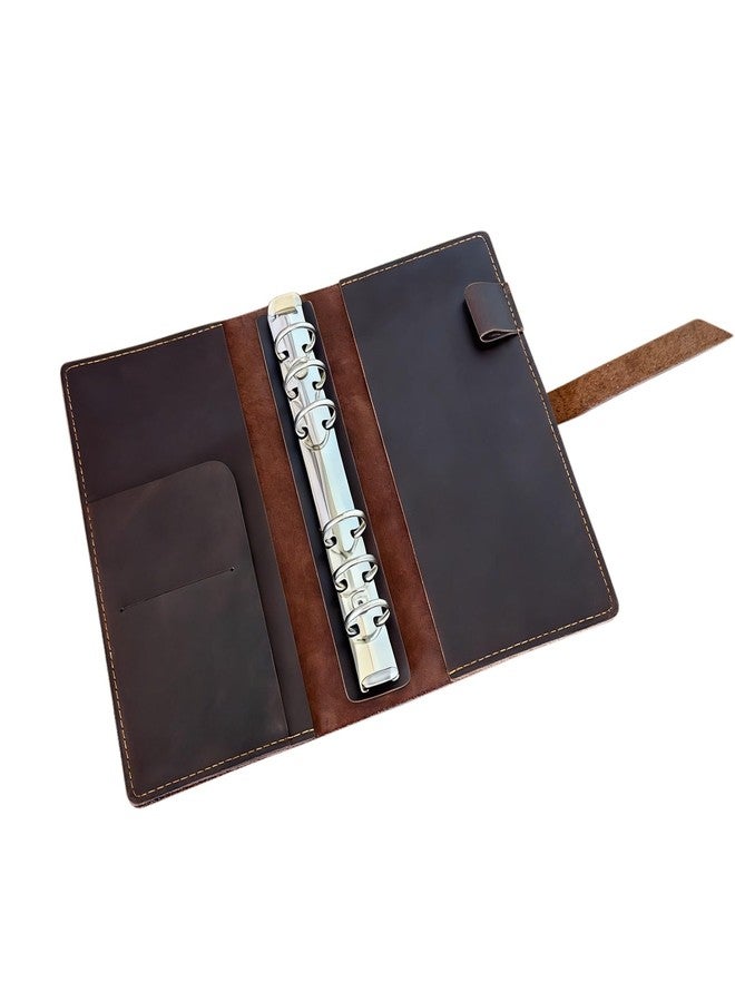 GDCELPA A6 Leather Binder Cover with Card Holder 6 Ring Notebook Cover for Budget Personal Planner Compatible with A6 Binder Paper - Image 1