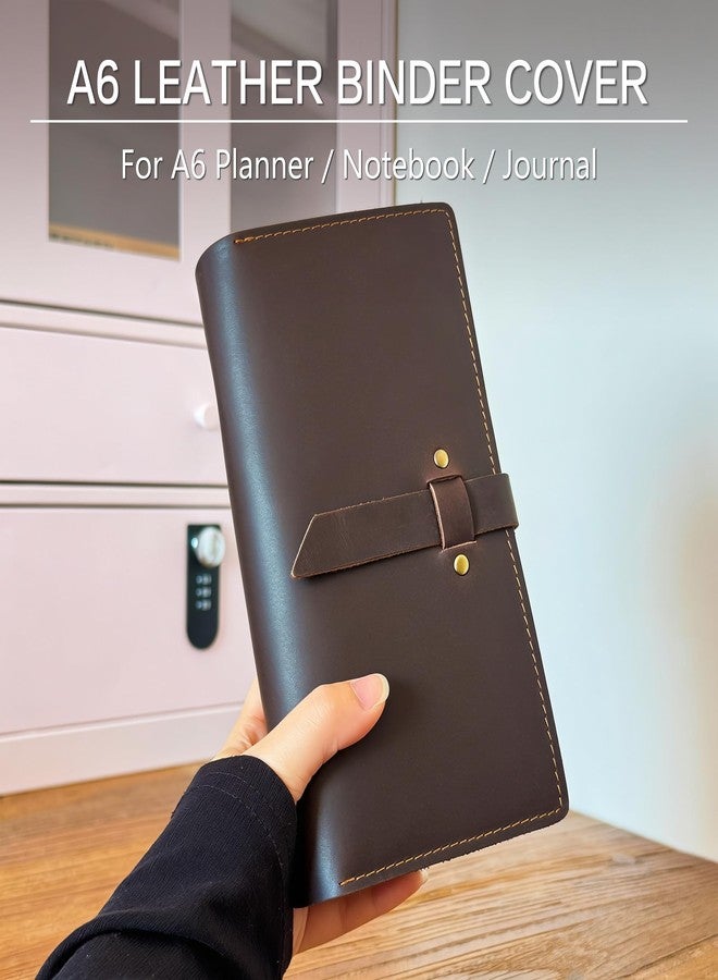 GDCELPA A6 Leather Binder Cover with Card Holder 6 Ring Notebook Cover for Budget Personal Planner Compatible with A6 Binder Paper - Image 2