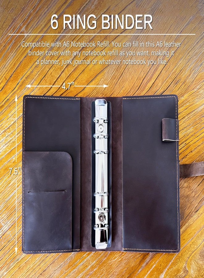 GDCELPA A6 Leather Binder Cover with Card Holder 6 Ring Notebook Cover for Budget Personal Planner Compatible with A6 Binder Paper - Image 4