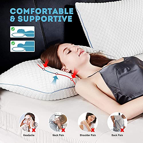 Homerz Premium Set of 2 Sleeping Pillow, 17 x 27 Size, Firm and Lofty (Pack of 2, Snow White) - Image 4