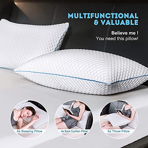 Homerz Premium Set of 2 Sleeping Pillow, 17 x 27 Size, Firm and Lofty (Pack of 2, Snow White) - Image 2