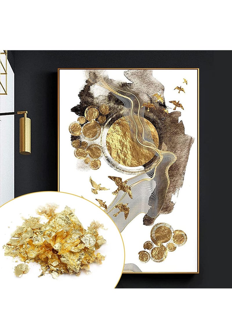 SYOSI SYOSI Gilding Flakes Set Gold leaf Flakes for artwork Painting Arts Crafts paste Jewelry Making Nail Foil Flakes (Gold, Silver, Copper Colors)(Not Edible)3 Bags - Image 3