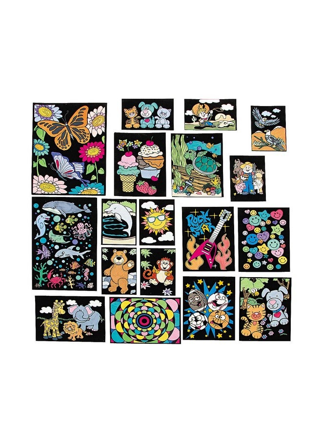 Fun Express Color Your Own Fuzzy Poster Assortment - Creative Craft Kit for Kids Ideal for Art Projects Birthday Parties Home Activities Fun Decorations & Creative Play - 24 Pieces