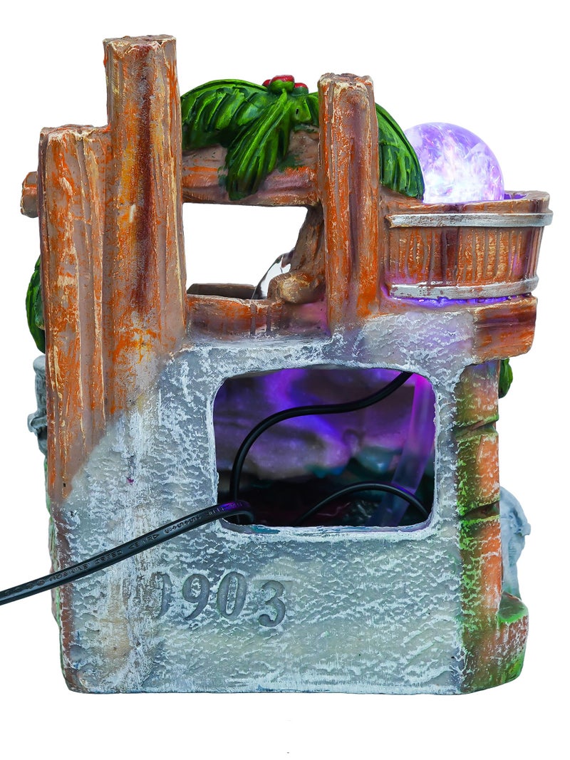 CHRONIKLE Polyresin Elephant Design Tabletop 3 Steps Indoor Water Fountain for Home with LED Light, Speed Controller Pump & Crystal Ball (Size: 17.5 x 12 x 24.5CM |Color: Multi | Weight: 1350 Gram) - Image 3