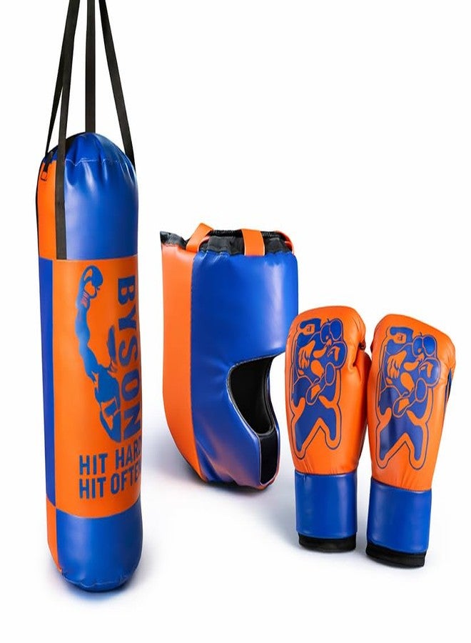 BYSON Kids Boxing Set with Punching Bag and Gloves, Training Kit for Ages 3-8 Years, Blue Orange - Image 2