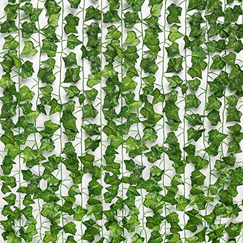 JPSOR 24pcs Fake Leaves Artificial Ivy Garland Greenery Vines for Bedroom Decor Aesthetic Silk Ivy Vines for Room Wall Home Decoration - Image 1
