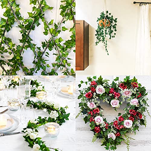 JPSOR 24pcs Fake Leaves Artificial Ivy Garland Greenery Vines for Bedroom Decor Aesthetic Silk Ivy Vines for Room Wall Home Decoration - Image 5