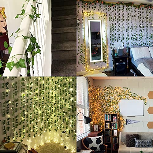 JPSOR 24pcs Fake Leaves Artificial Ivy Garland Greenery Vines for Bedroom Decor Aesthetic Silk Ivy Vines for Room Wall Home Decoration - Image 4