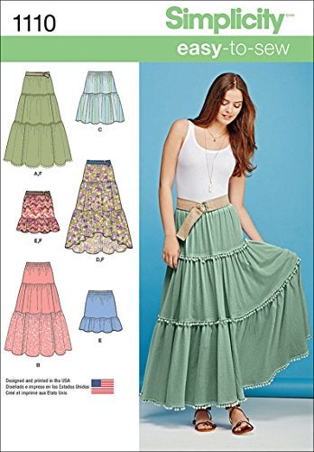 Simplicity 1110 Learn to Sew Tiered Skirt Sewing Pattern for Women, Sizes XXS-XXL - Image 5