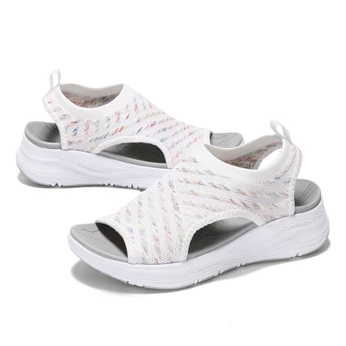 GoodValue Womens Comfortable Orthopedic Sandals Arch Support Ladies Walking Sport Athletic Sandals Open Toe Slip On Plantar Fasciitis Platform Dress Sandal 2 Inches Heel - Image 1