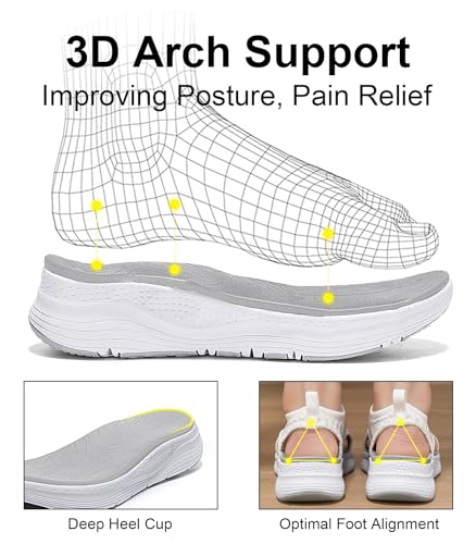 GoodValue Womens Comfortable Orthopedic Sandals Arch Support Ladies Walking Sport Athletic Sandals Open Toe Slip On Plantar Fasciitis Platform Dress Sandal 2 Inches Heel - Image 2
