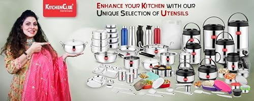 KITCHEN CLUE Stainless Steel Vacuum Air-Tight Storage Box/Containers Set of 2Pcs - 500Ml & 1000Ml Capacity - Highly Durable & Unbreakable Steel Fridge Container/Puri Dabba/Flat Canisters,Silver - Image 2