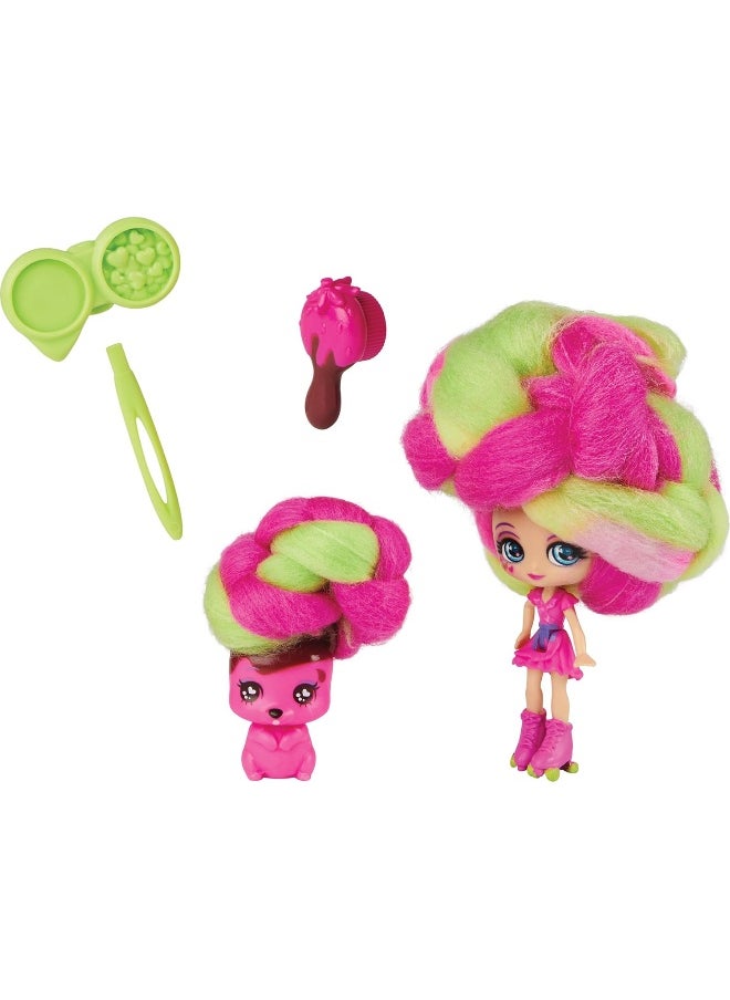 Candylocks - Candylocks 6056831 2-Pack, Lemon Lou Twist 7.5-cm Scented Collectible Doll and Pet with Accessories - Image 1