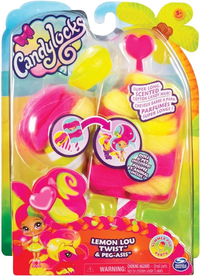 Candylocks - Candylocks 6056831 2-Pack, Lemon Lou Twist 7.5-cm Scented Collectible Doll and Pet with Accessories - Image 1