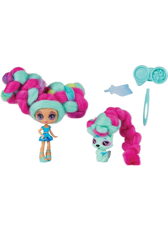 Candylocks - Candylocks 6056831 2-Pack, Lemon Lou Twist 7.5-cm Scented Collectible Doll and Pet with Accessories - Image 1