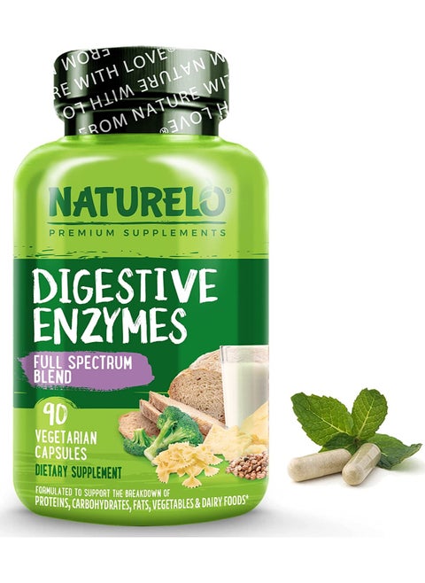 Digestive Enzymes Full Spectrum Blend 90 Vegan Capsules Dietary Supplement Formulated TO SUppert The Breakdown of Proteins,Carbohydrates,Fats,Vegetables & Dairy Foods