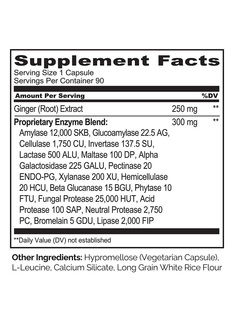 NATURELO - Digestive Enzymes Full Spectrum Blend 90 Vegan Capsules Dietary Supplement Formulated TO SUppert The Breakdown of Proteins,Carbohydrates,Fats,Vegetables & Dairy Foods - Image 1