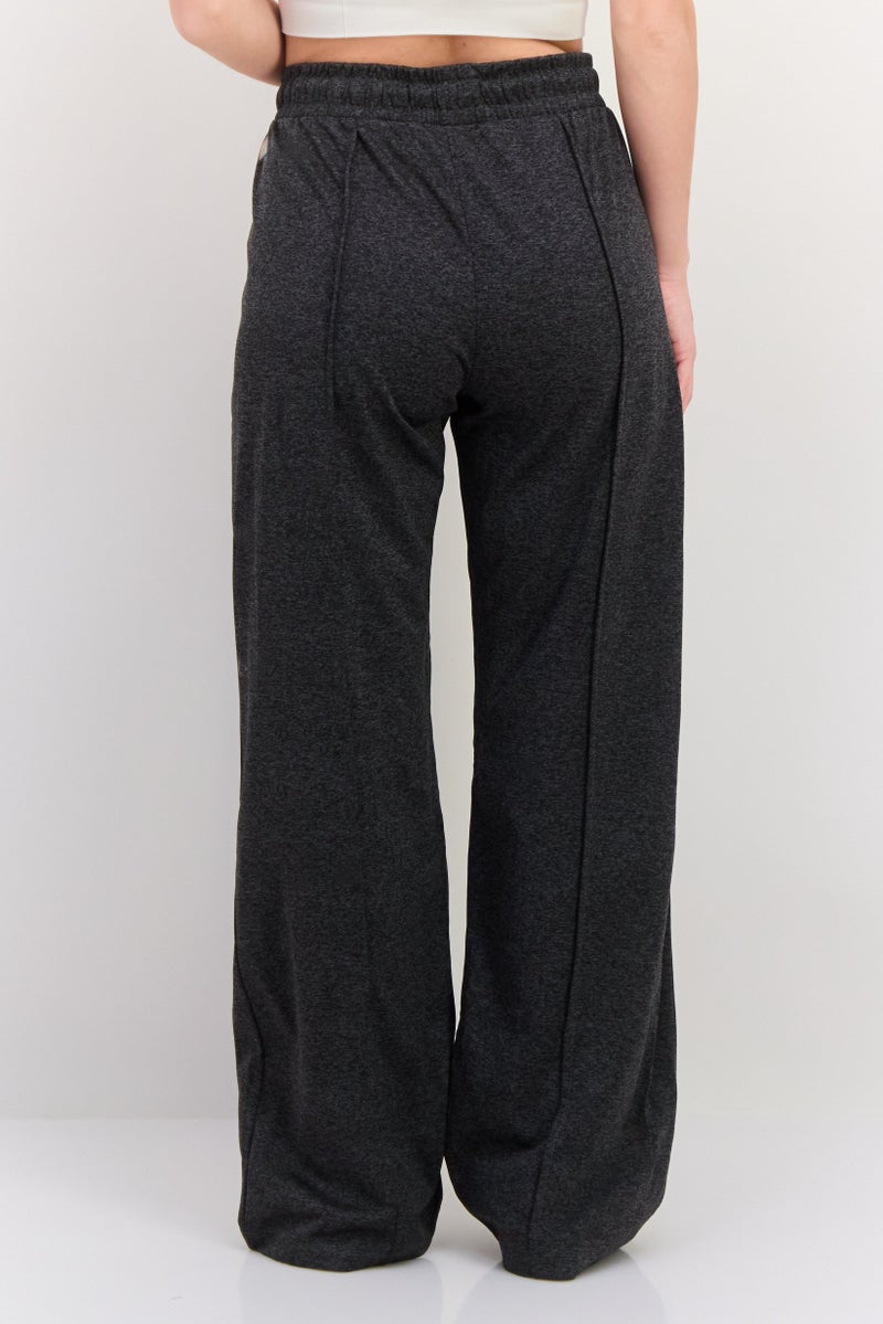 KANGOL Women Regular Fit Brand Logo Wide Leg Pants, Dark Charcoal - Image 3