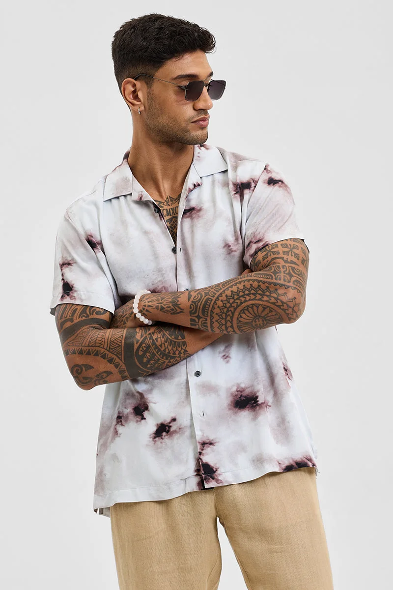Brown Abstract Half Sleeve Boxy Casual Shirt
