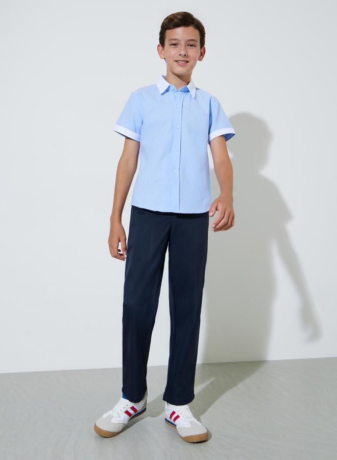 Styli Teen Boys Navy Blue Solid Regular Fit Trousers - Image 1