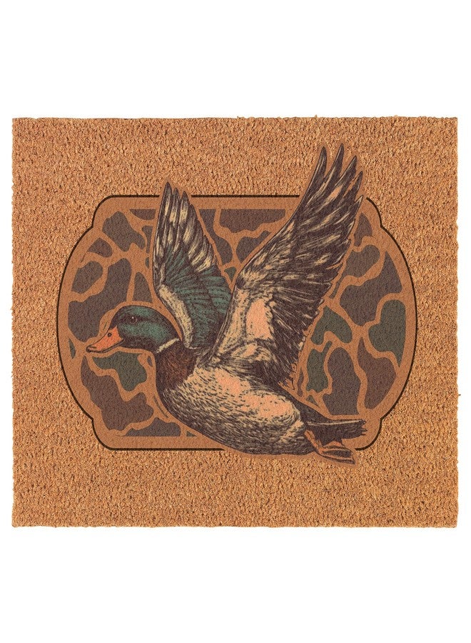 mip Welcome Doormat Coco Coir Door Mat Gift Camo Flying Mallard Duck Hunt Hunting Hunter (30" x 18") - Image 1
