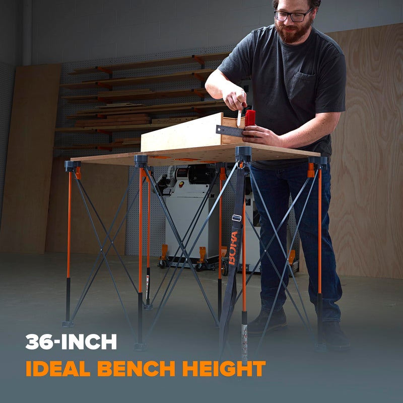 BORA Centipede Folding Work Bench Table for Garage, Heavy Duty Collapsible Portable Workbench, 2x4 Ft Construction Table, 36 Inch Height, 2500 Lb Capacity Comes with Carry Strap CT6 - Image 4