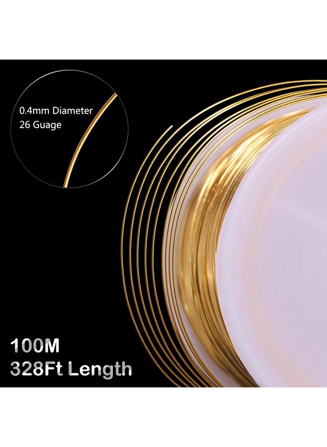 ميكيميكي سلك مجوهرات MIKIMIQI بطول 328 قدمًا، سلك حرفي، قياس 26، مقاوم للتشوه، سلك خرز نحاسي لمستلزمات صناعة المجوهرات والحرف اليدوية، 0.4 مم × 100 متر (ذهبي) - Image 4