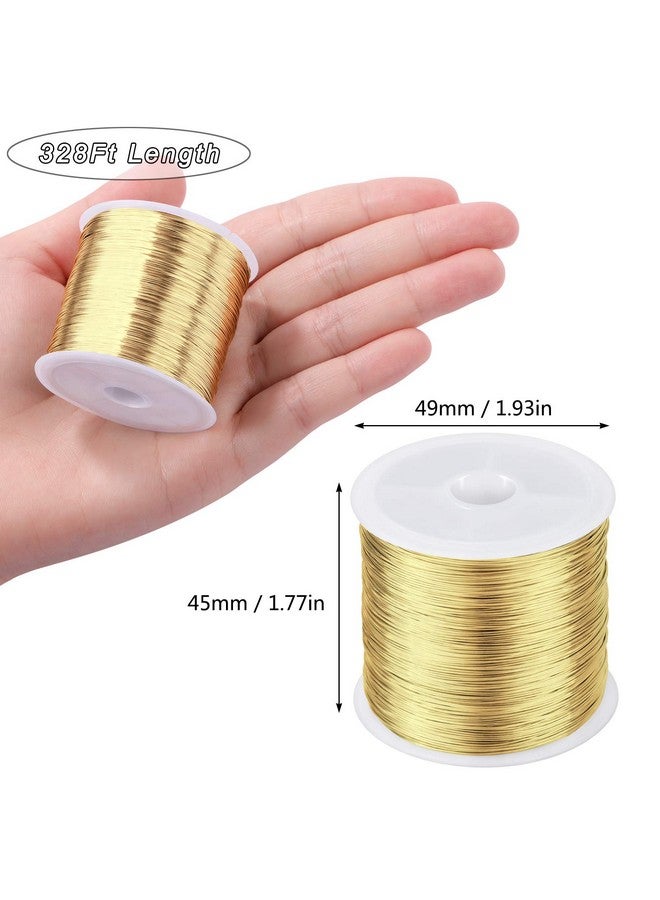 ميكيميكي سلك مجوهرات MIKIMIQI بطول 328 قدمًا، سلك حرفي، قياس 26، مقاوم للتشوه، سلك خرز نحاسي لمستلزمات صناعة المجوهرات والحرف اليدوية، 0.4 مم × 100 متر (ذهبي) - Image 3