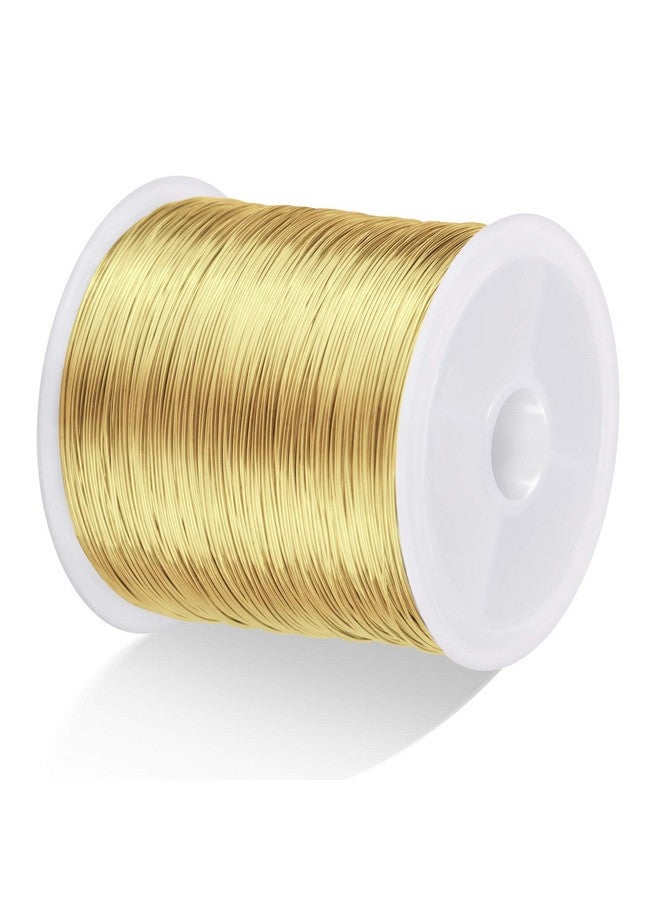ميكيميكي سلك مجوهرات MIKIMIQI بطول 328 قدمًا، سلك حرفي، قياس 26، مقاوم للتشوه، سلك خرز نحاسي لمستلزمات صناعة المجوهرات والحرف اليدوية، 0.4 مم × 100 متر (ذهبي) - Image 1