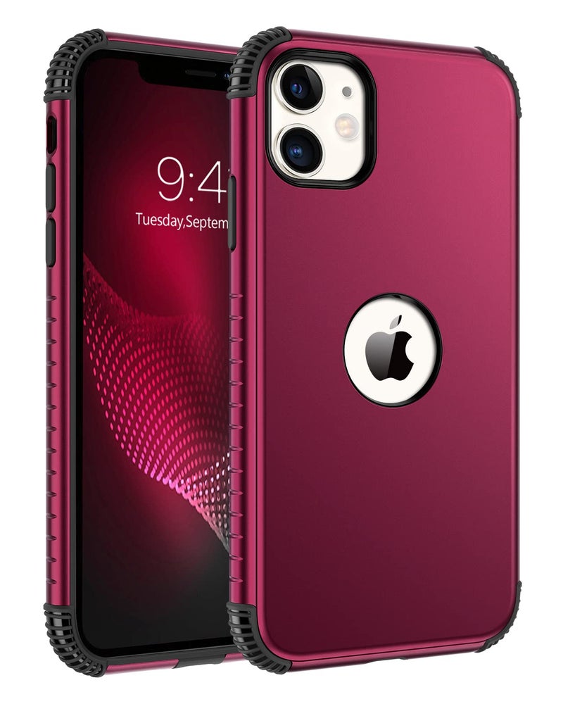 BENTOBEN for iPhone 11 Case, Phone Case iPhone 11, Heavy Duty 2 in 1 Full Rugged Shockproof Protection Hybrid Hard PC Bumper Drop Protective Girls Women Boy Men Covers for iPhone 11 2019, Wine Red - Image 1