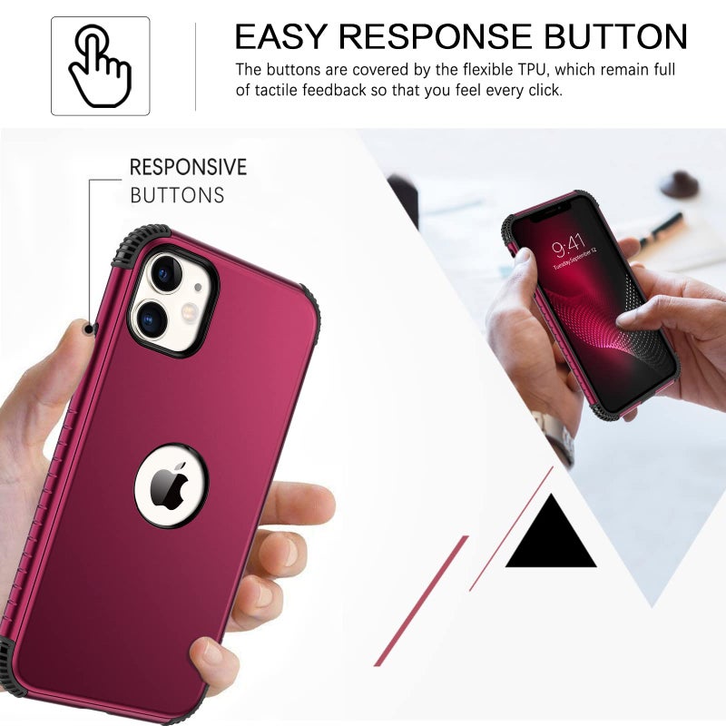 BENTOBEN for iPhone 11 Case, Phone Case iPhone 11, Heavy Duty 2 in 1 Full Rugged Shockproof Protection Hybrid Hard PC Bumper Drop Protective Girls Women Boy Men Covers for iPhone 11 2019, Wine Red - Image 4
