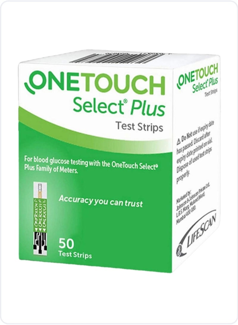 One Touch 50-Piece Select Plus Blood Glucose Testing Stripes - Image 1