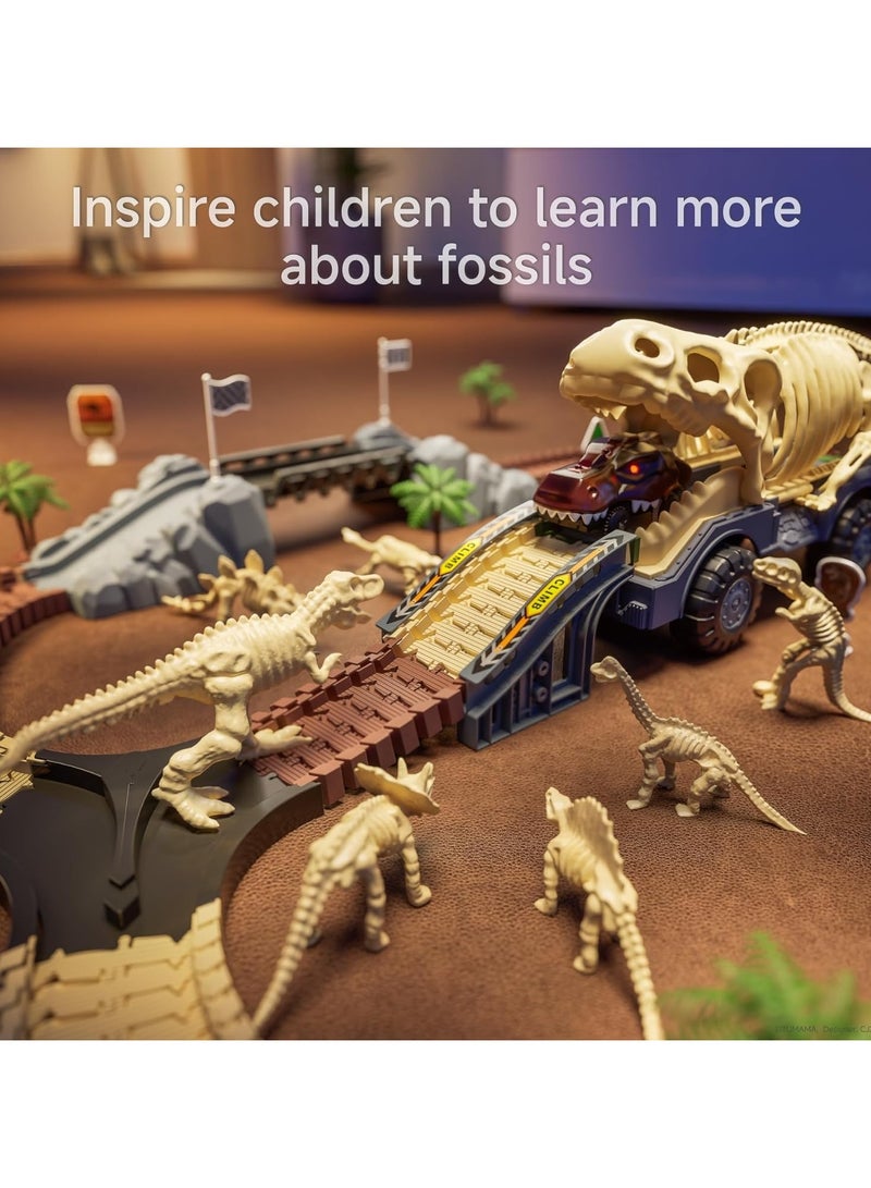 عام مجموعة مسار ألعاب الديناصورات، قطار مرن للأطفال من 3 إلى 6 سنوات مع 7 تماثيل ديناصورية، 2 أضواء كهربائية - مجموعة لعب طرق عالم الديناصورات للأطفال الصغار - Image 5