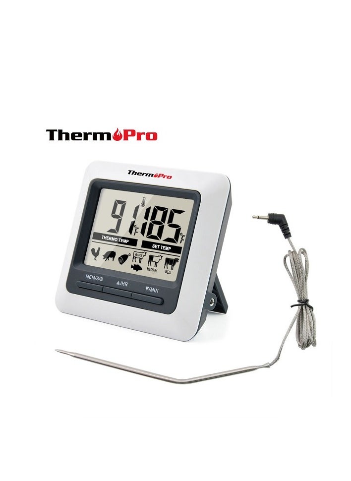 XQT ThermoPro TP04 Large LCD Cooking Thermometer with timer | Grill thermometer | cooking thermometer | Food thermometer | BBQ Thermometer | Smoker thermometer | Meat thermometer | Thermometer with timer | Long thermometer | Long probe thermometer | Chef thermometer | Kitchen thermometer |