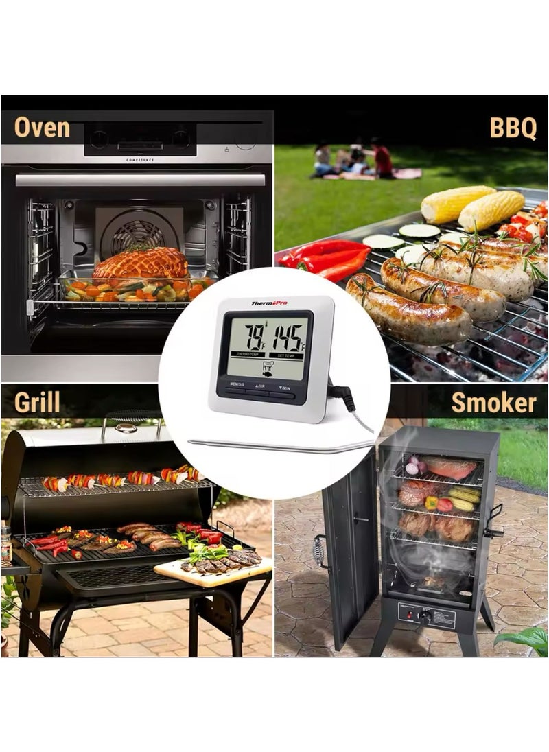 XQT ThermoPro TP04 Large LCD Cooking Thermometer with timer | Grill thermometer | cooking thermometer | Food thermometer | BBQ Thermometer | Smoker thermometer | Meat thermometer | Thermometer with timer | Long thermometer | Long probe thermometer | Chef thermometer | Kitchen thermometer |