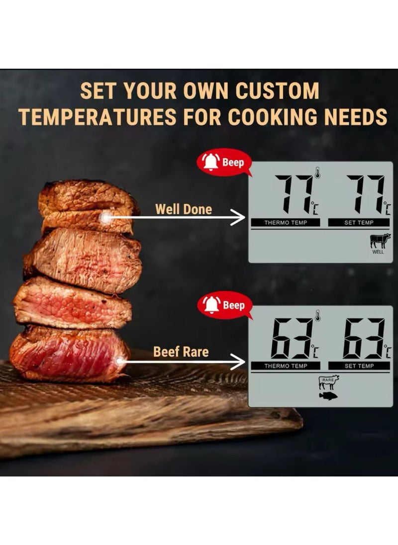 XQT ThermoPro TP04 Large LCD Cooking Thermometer with timer | Grill thermometer | cooking thermometer | Food thermometer | BBQ Thermometer | Smoker thermometer | Meat thermometer | Thermometer with timer | Long thermometer | Long probe thermometer | Chef thermometer | Kitchen thermometer |