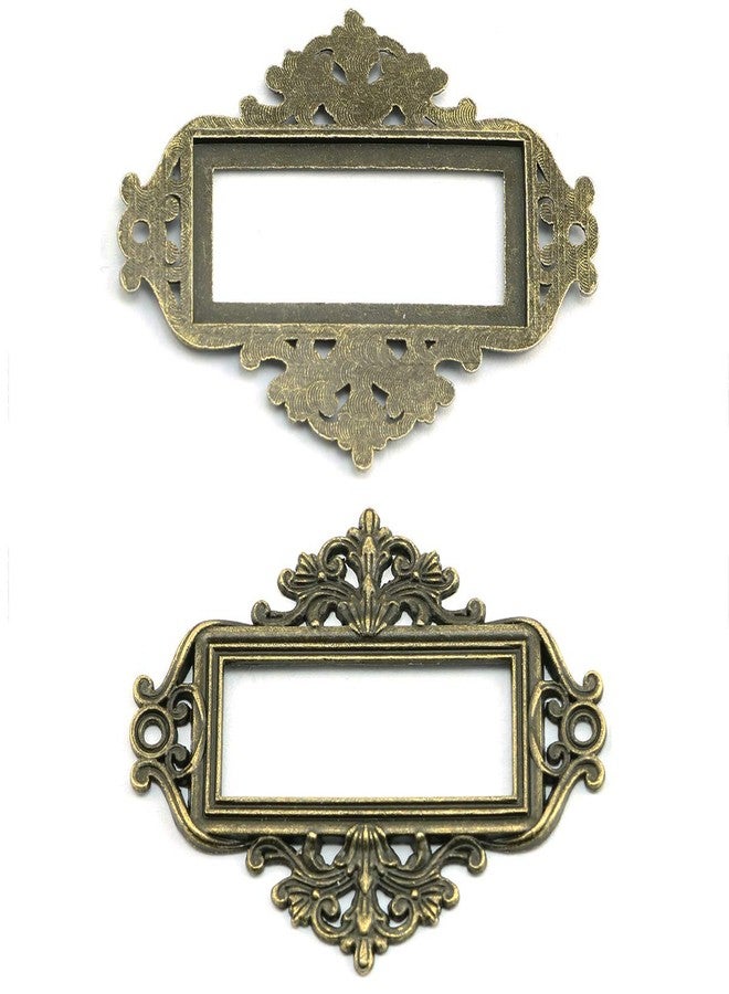 Lind Kitchen 12pcs Lace Label Holder Vintage Retro Metal Decorative Drawer Box Tag Label Card Slot Frame Label Holder (Antique Bronze) - Image 4