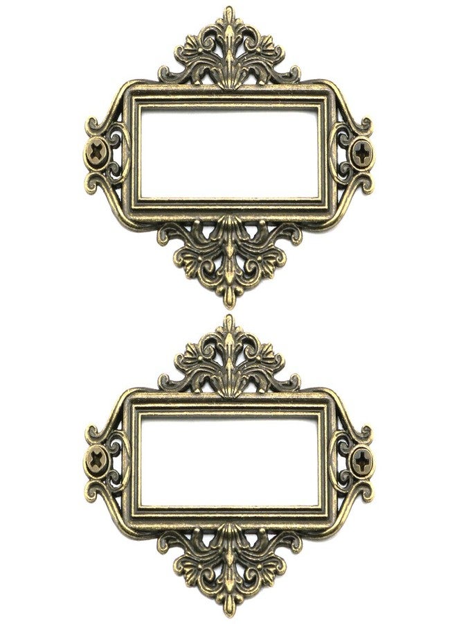 Lind Kitchen 12pcs Lace Label Holder Vintage Retro Metal Decorative Drawer Box Tag Label Card Slot Frame Label Holder (Antique Bronze) - Image 1