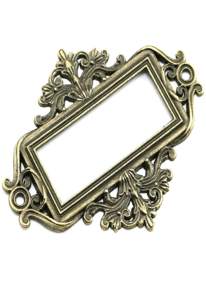 Lind Kitchen 12pcs Lace Label Holder Vintage Retro Metal Decorative Drawer Box Tag Label Card Slot Frame Label Holder (Antique Bronze) - Image 2
